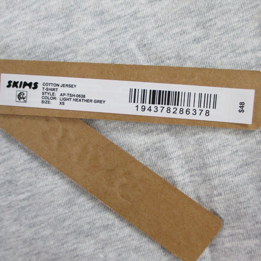 SKIMS Cotton Jersey T Shirt Womens XS Light Heather Grey Basic Casual Tee NWT - Picture 6 of 8